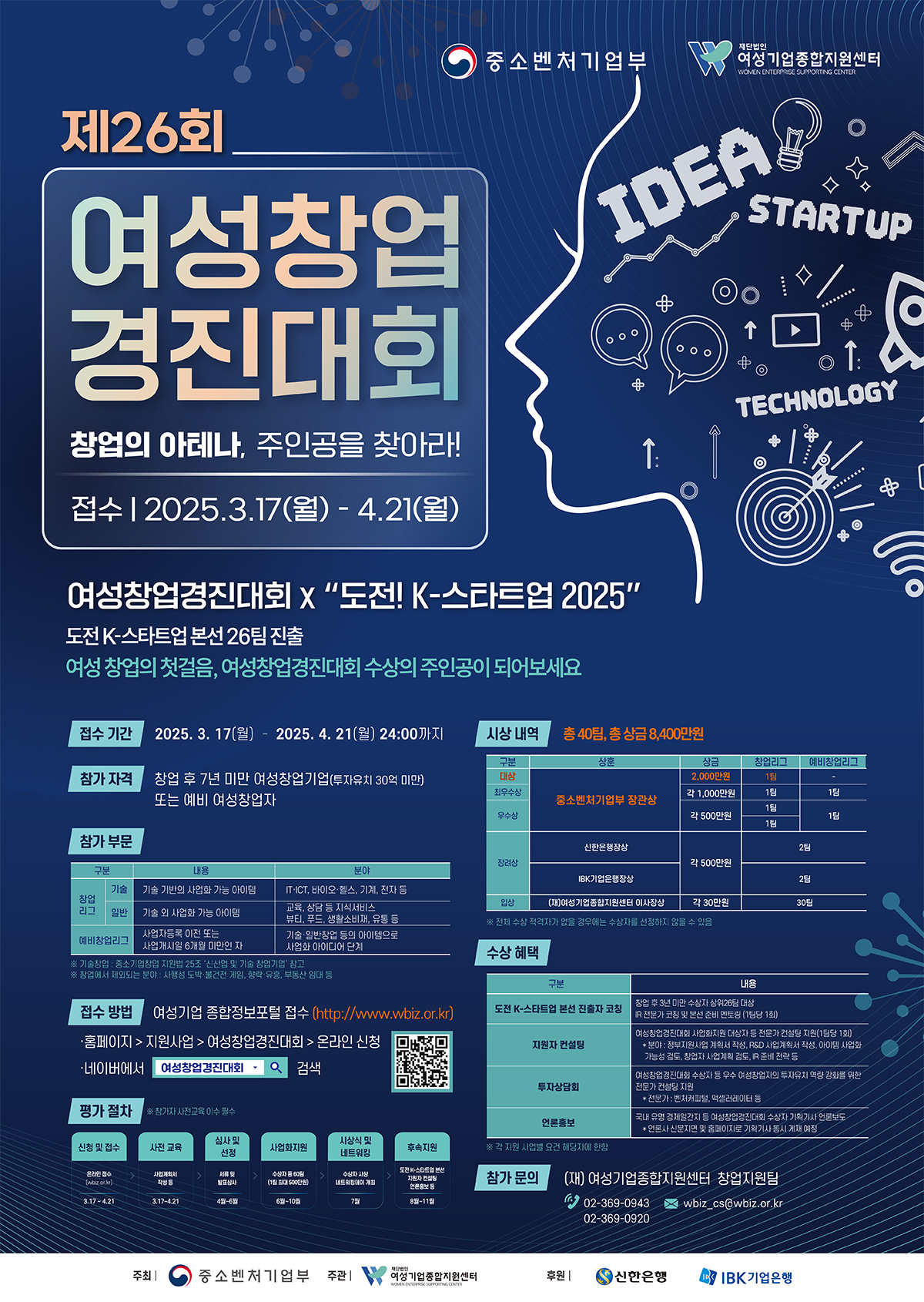 제26회 여성창업경진대회 | 창업의 아레나, 주인공을 찾아라! 접수 | 2025.3.17(월) - 4.21(월) | 여성창업경진대회 x 